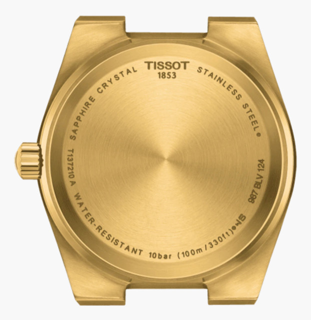 New Tissot PRX Gold Tone 35mm Quartz Champagne Dial Watch T1372103302100 A.D.
