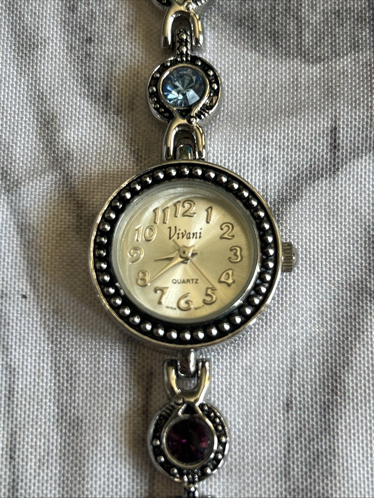 Vivani Multicolored Stones Silver Tone Women’s Quartz Watch
