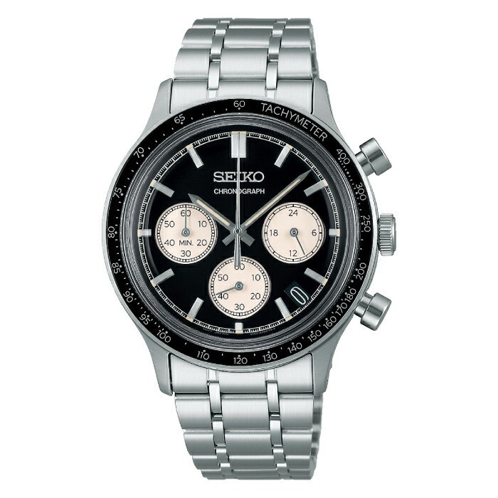 Seiko SBTR055 Chronograph Quartz Men’s Watch Black Dial 39mm Analog From Japan