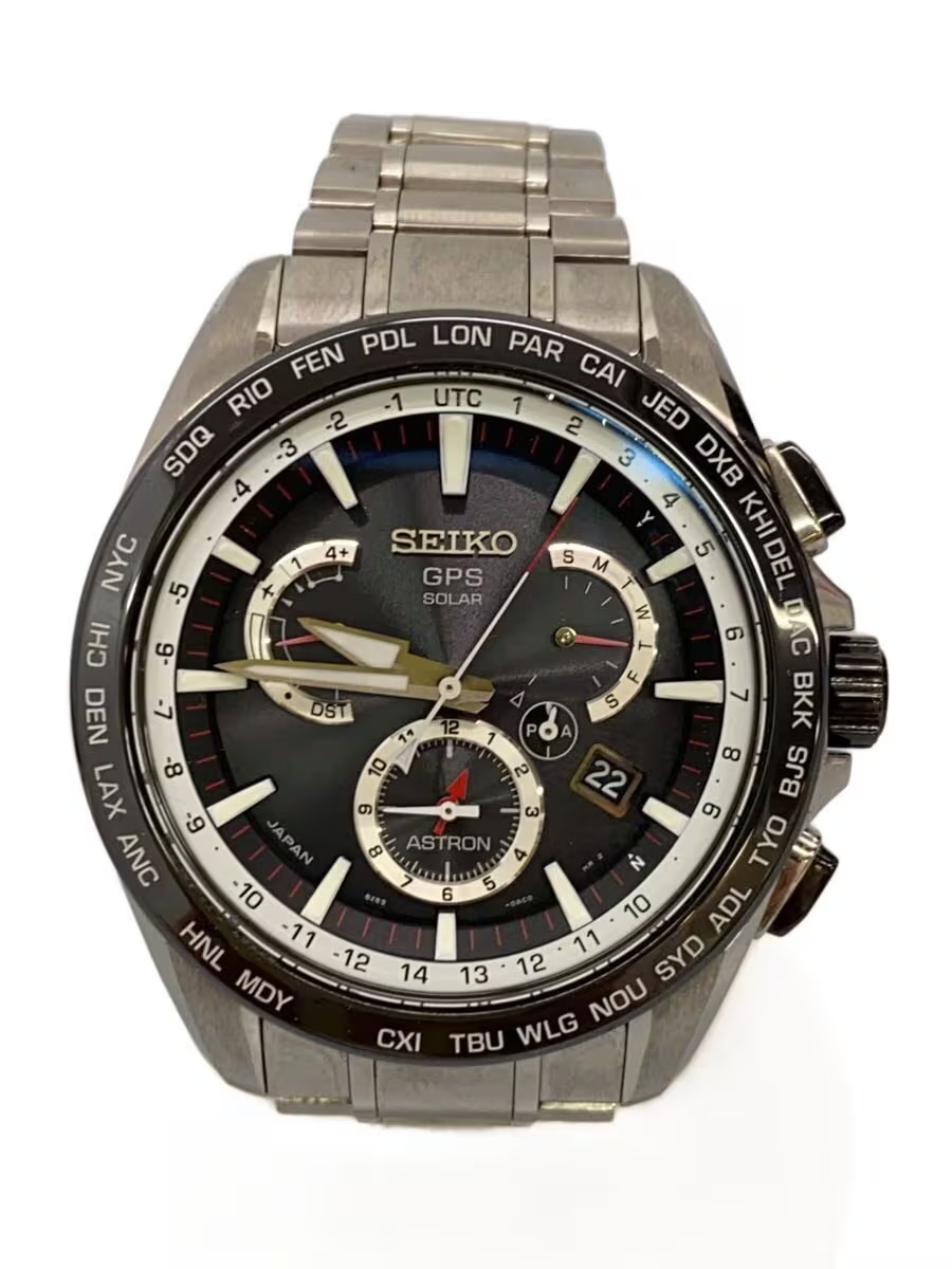 SEIKO Solar Watch Analog Stainless BLK SLV 8X53 0AD0 2