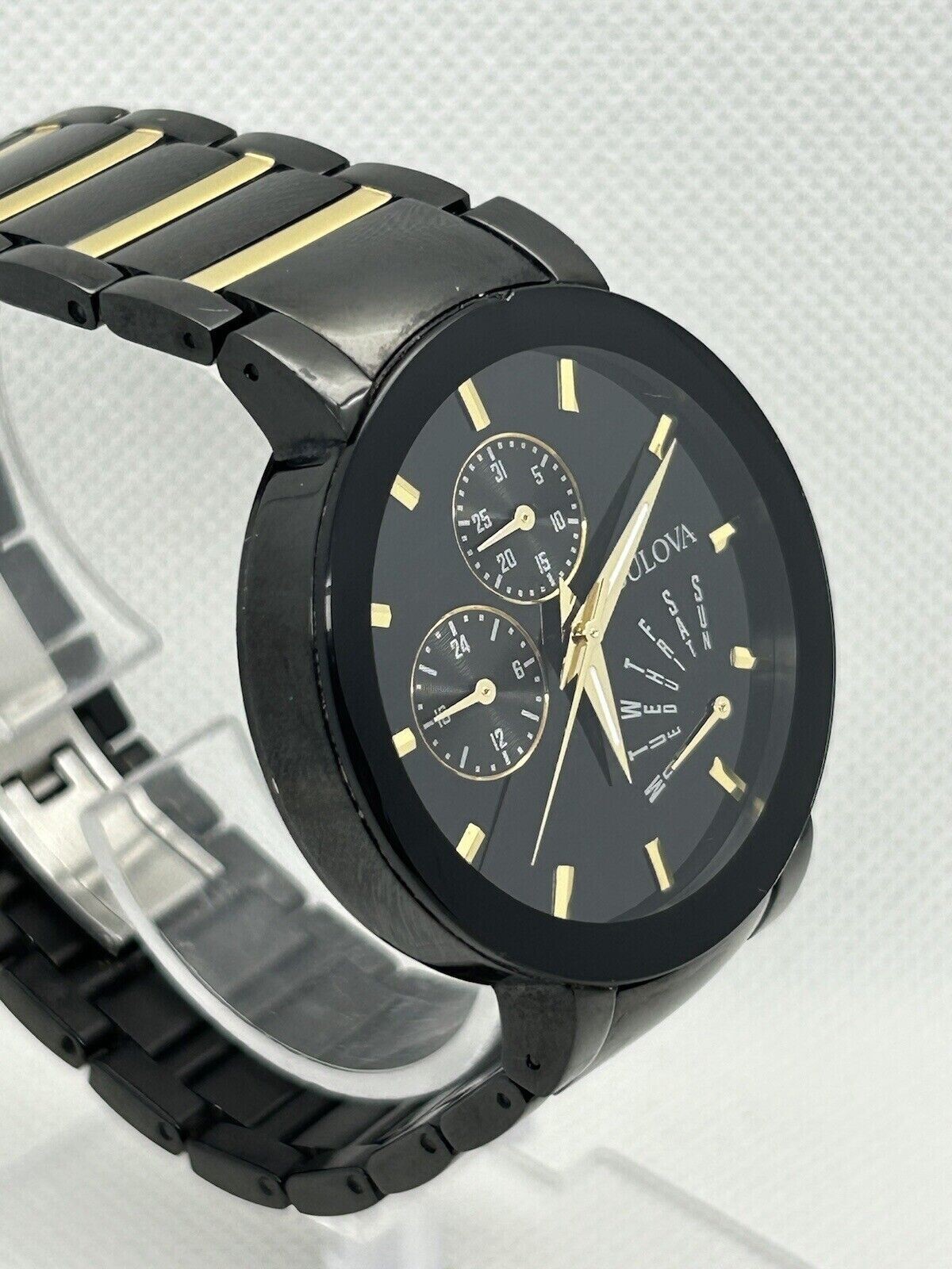 Bulova Futuro 98C123 Black and Gold Stainless Steel Men’s Wristwatch 45 mm