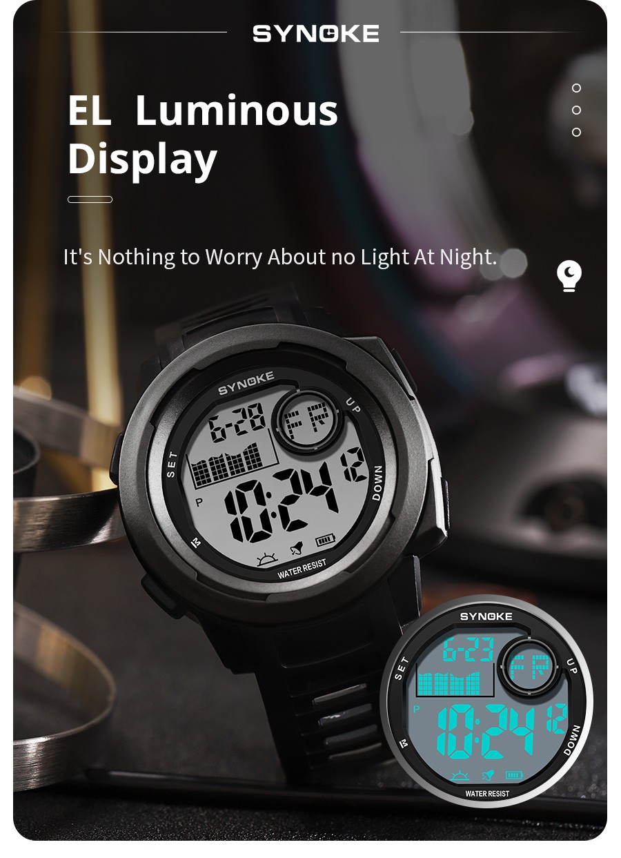 Durable Outdoor Sports Digital Watch Timing Function Alarm Waterproof Mens Watch