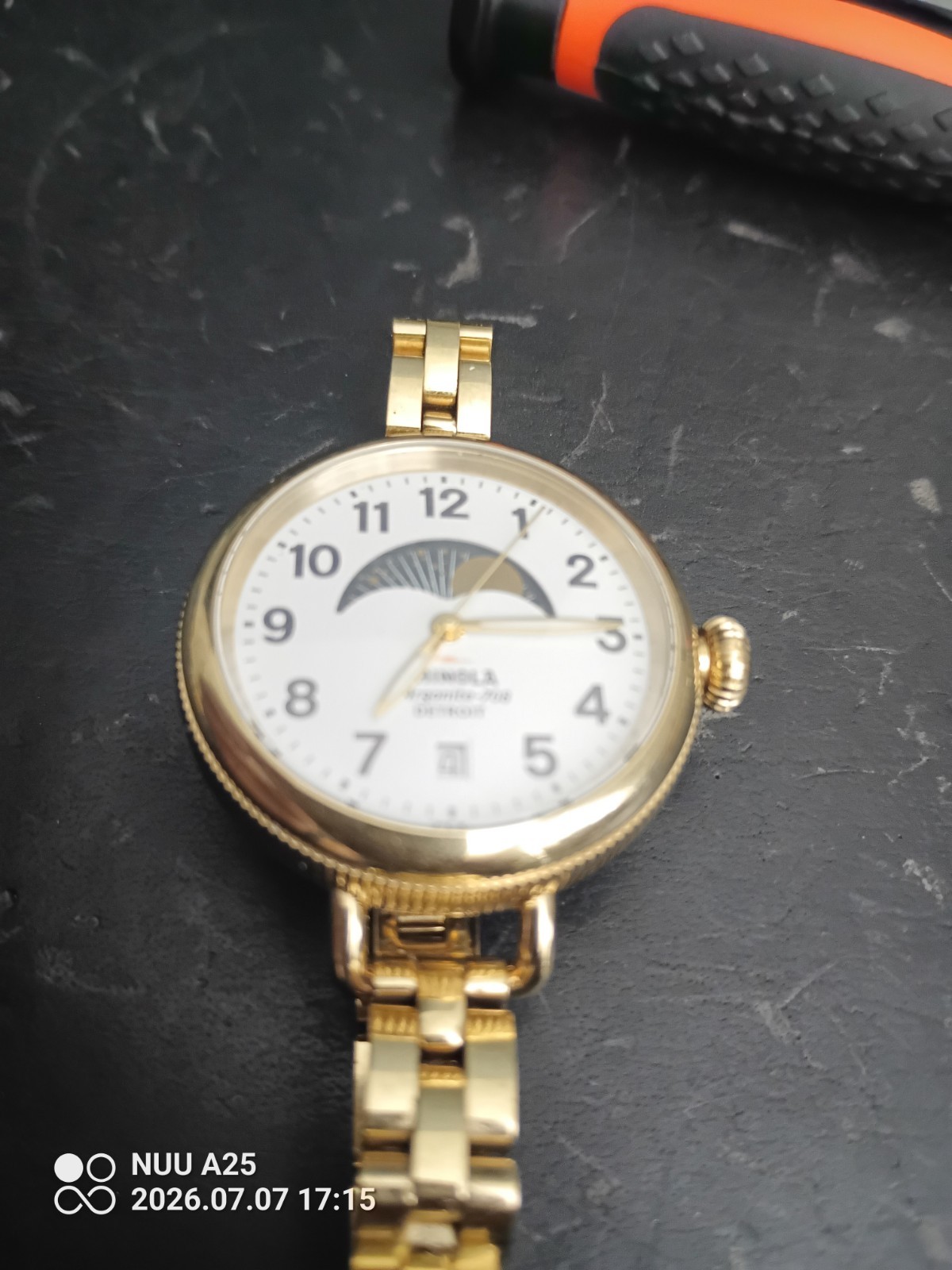 Shinola Detroit “The Birdie” Moon Phases Women’s 34mm Quartz Watch Gold Toned