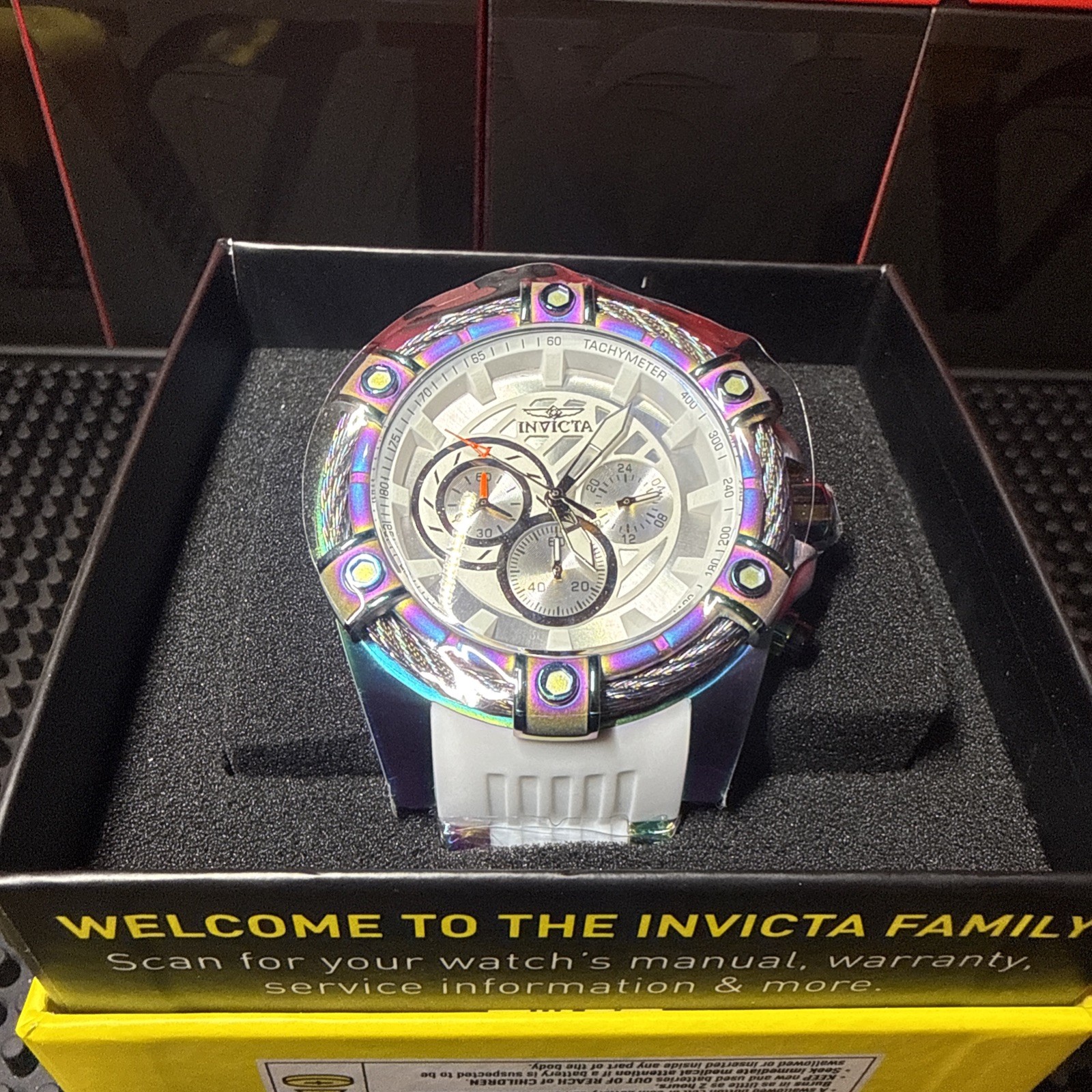 Invicta Men’s Bolt Quartz Chrono 52MM White Dial Iridescent Steel Watch 25530
