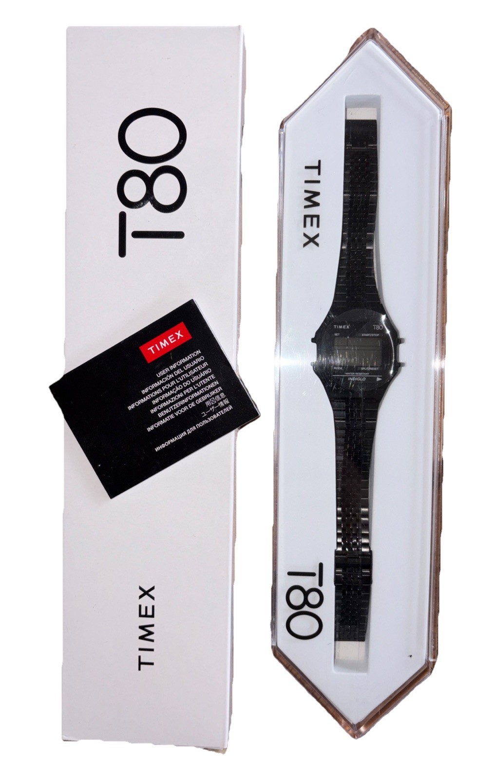 Timex T-80 Reissue LCD Quartz Watch 34MM Indiglo TW2R79400