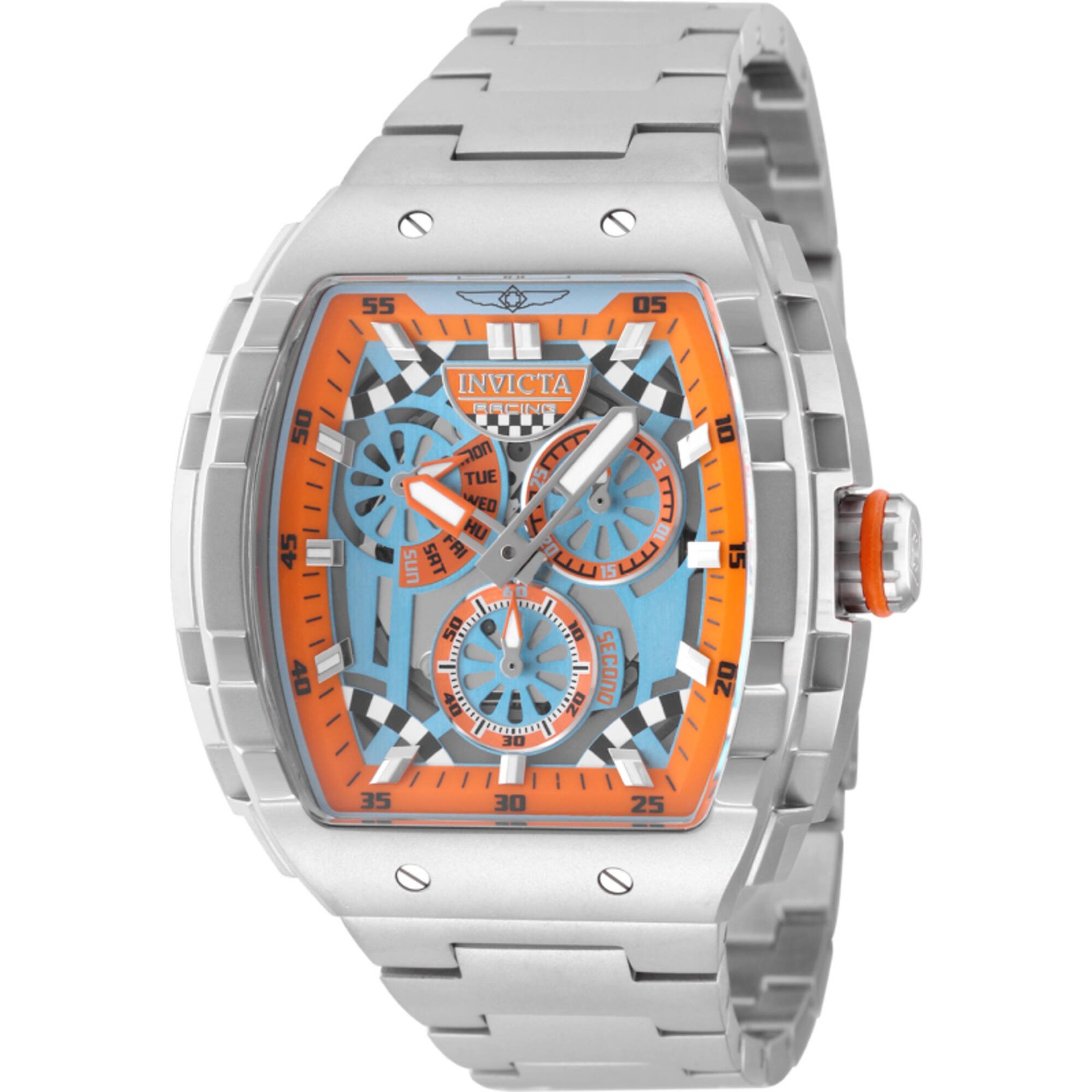 Invicta Men’s Watch Invicta Racing Light Blue and Orange Dial Bracelet 49220