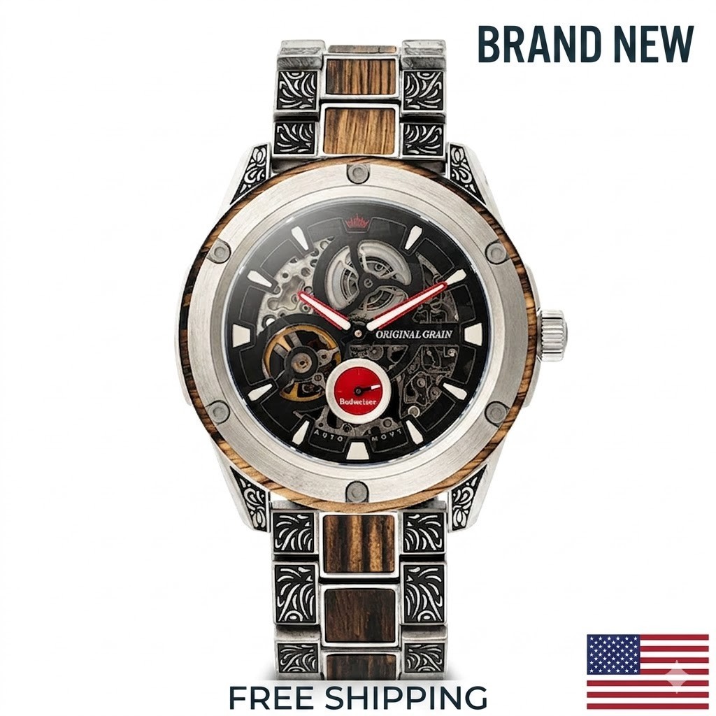 Original Grain Budweiser King of Beers Rugged Automatic 44mm MSRP $459 🔥NEW🔥