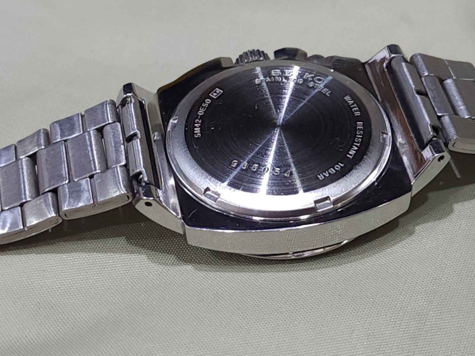 Seiko (SUS AGS) KINETIC 5M42-0E50 A4 Black Dial Japan Vintatage RARE