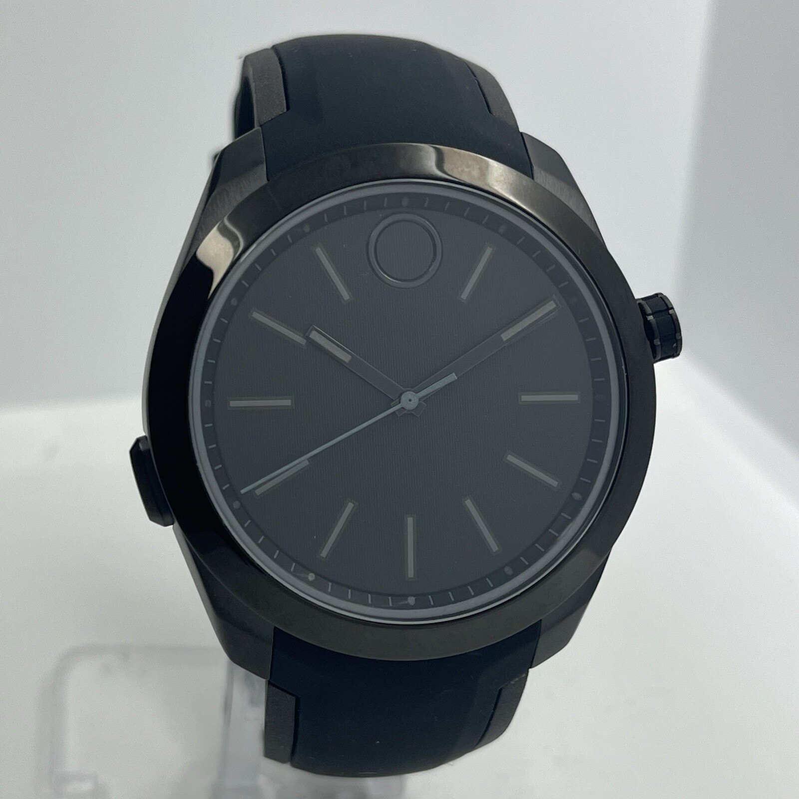 Movado BOLD Men’s Motion Silicone Band Black Steel 44mm Watch 3660002 *TIME ONLY