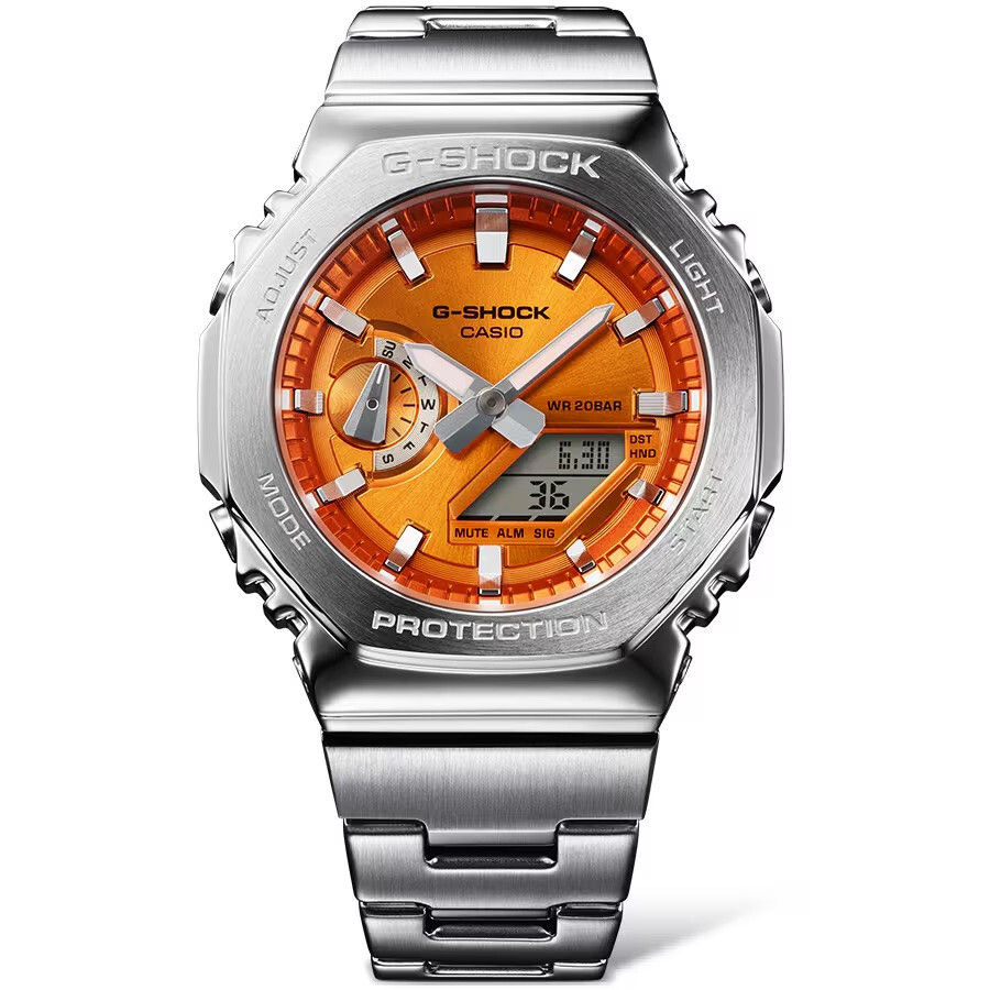 NEW Casio G-Shock G-Steel METALLIC Silver/Orange Ana-Digi Mens Watch GM2110D-4A