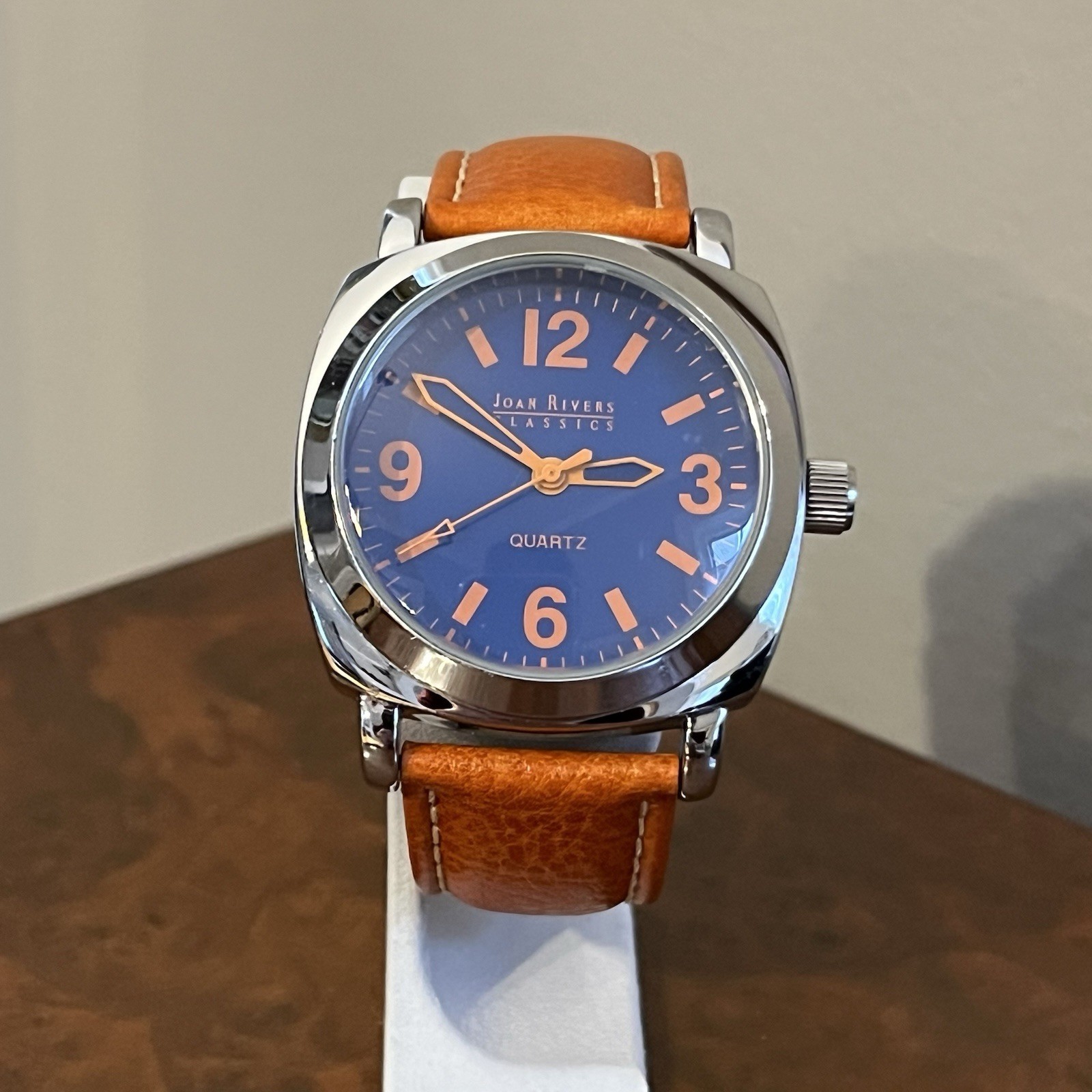 Joan Rivers Watch Women Blue Orange Silver Tone Leather Classics Chunky Vintage