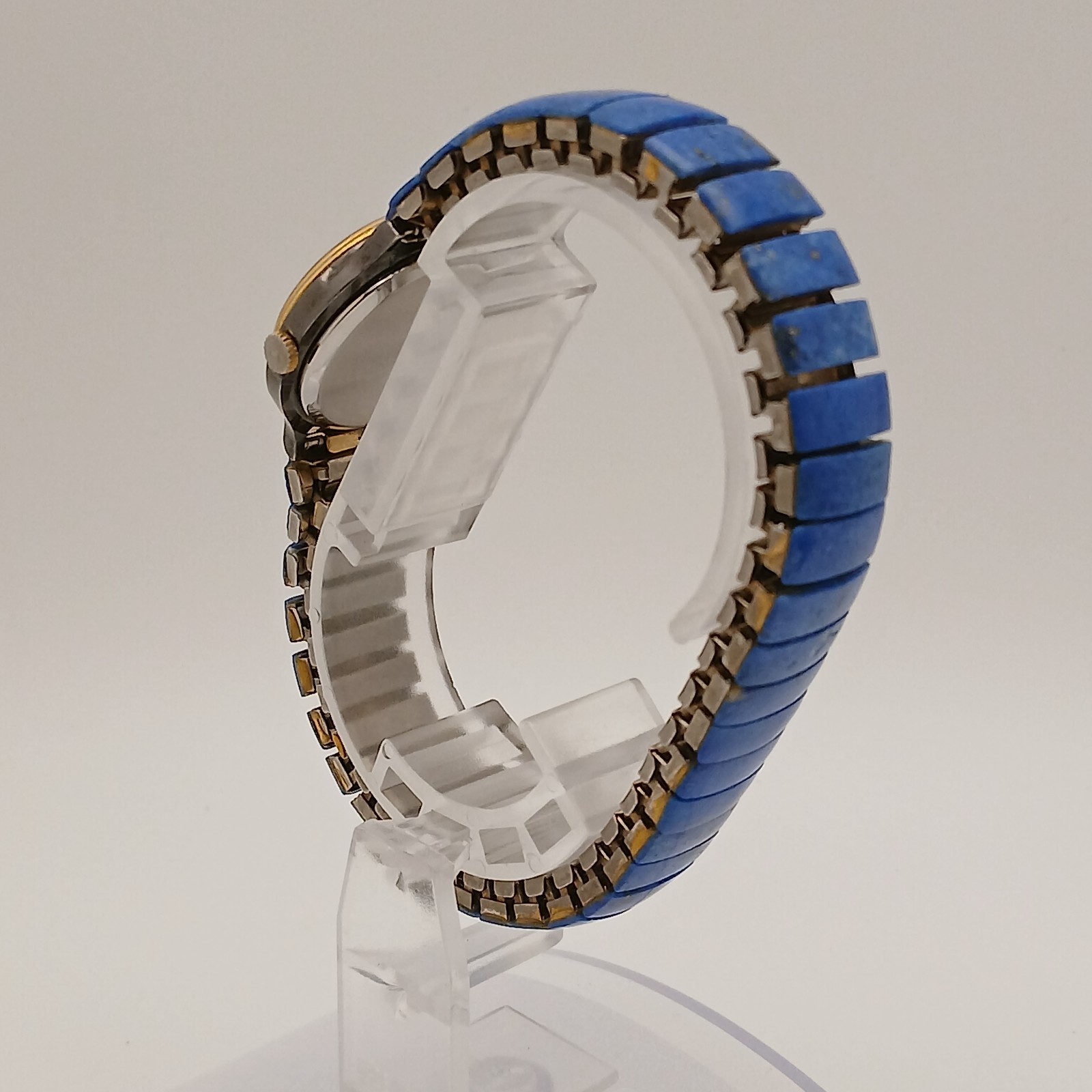 Bear Wan Handmade Quartz Watch Natural Lapis Lazuli Stone Dial Blue Leather