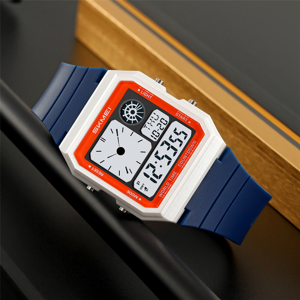 SKMEI Men’s LED Digital Quartz Sport Watch Silicone Band Waterproof Wristwatch
