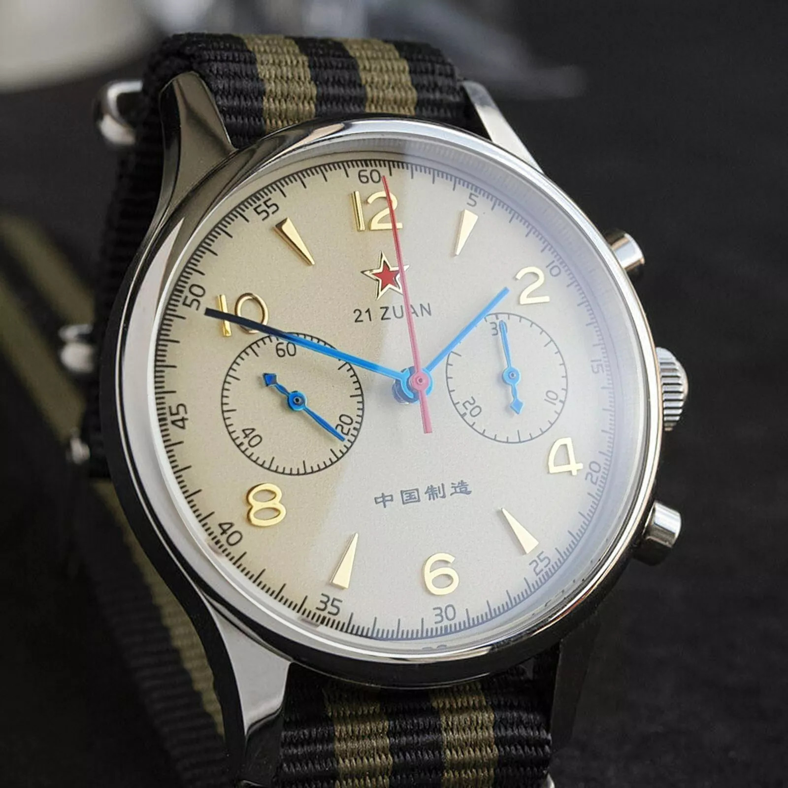 Men’s Vintage Mechanical Watch Sapphire Crystal Chronograph 40MM Dial Wristwatch