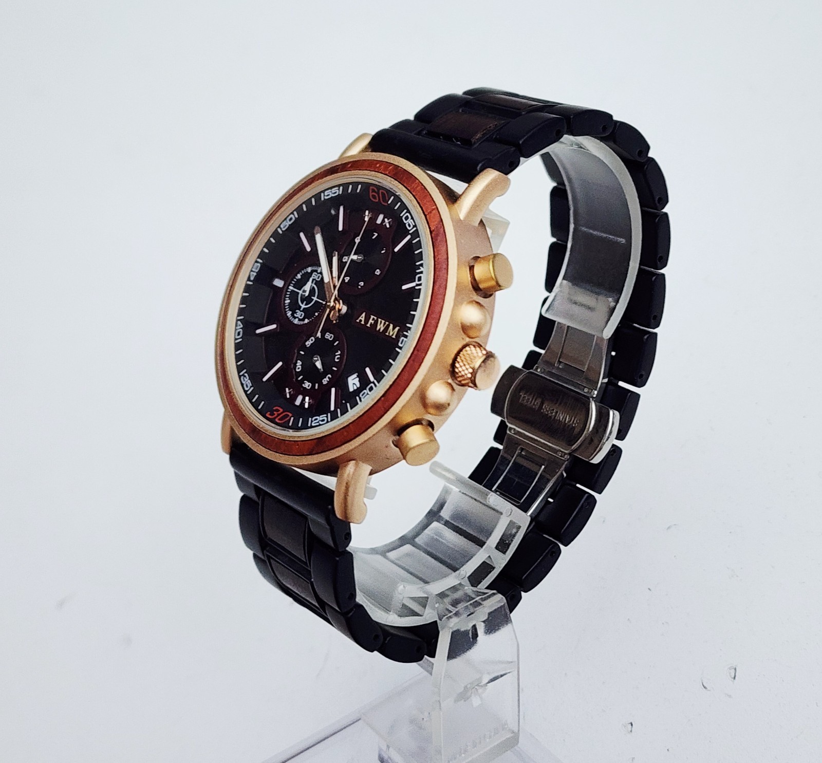 Men’s WOOD/STAINLESS STEEL CHRONOGRAPH Watch AFWM A FEW WOOD MEN “The Devin”