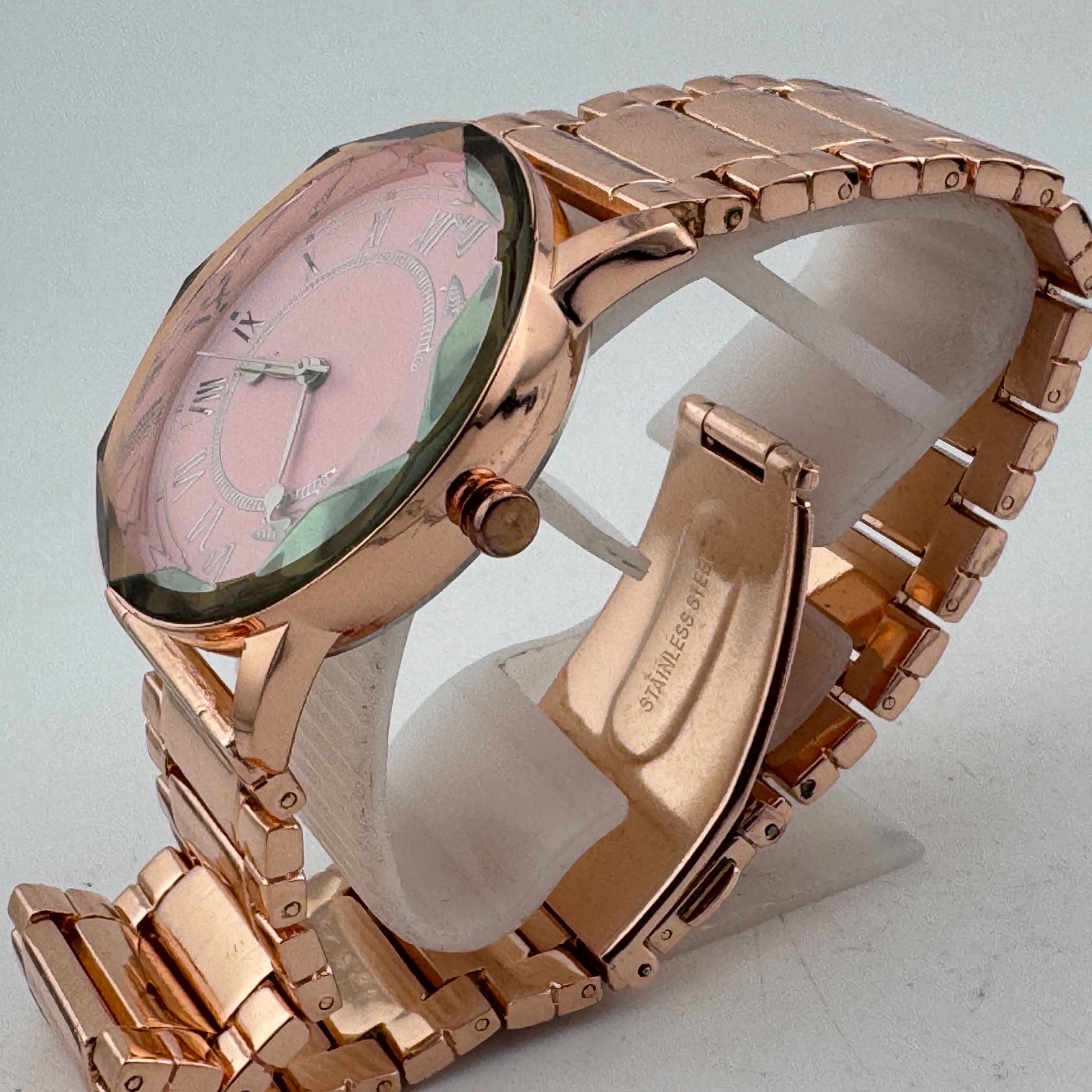 Unbranded Quartz Watch Men 38mm Rose Gold Mental Roman Analog New Battery 8.5″