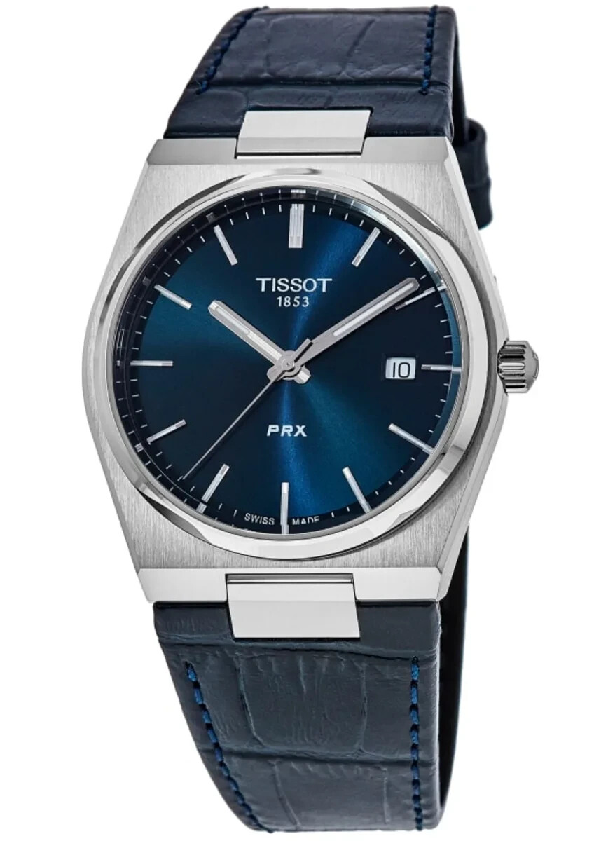 New Tissot PRX Blue Dial Leather Strap 40mm Mens Quartz Watch T137.410.16.041.00