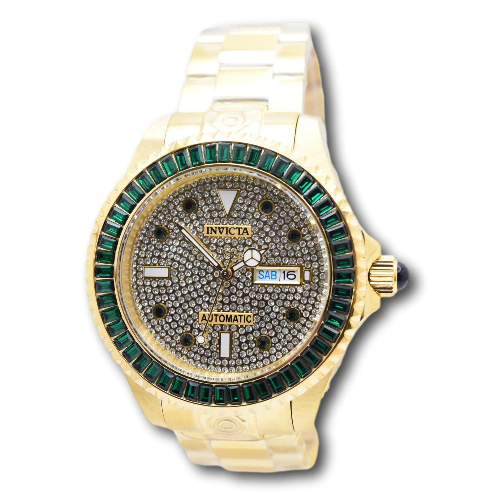 Invicta Grand Diver Automatic Men’s 47mm Pave 544 Crystals Gold Watch 45660