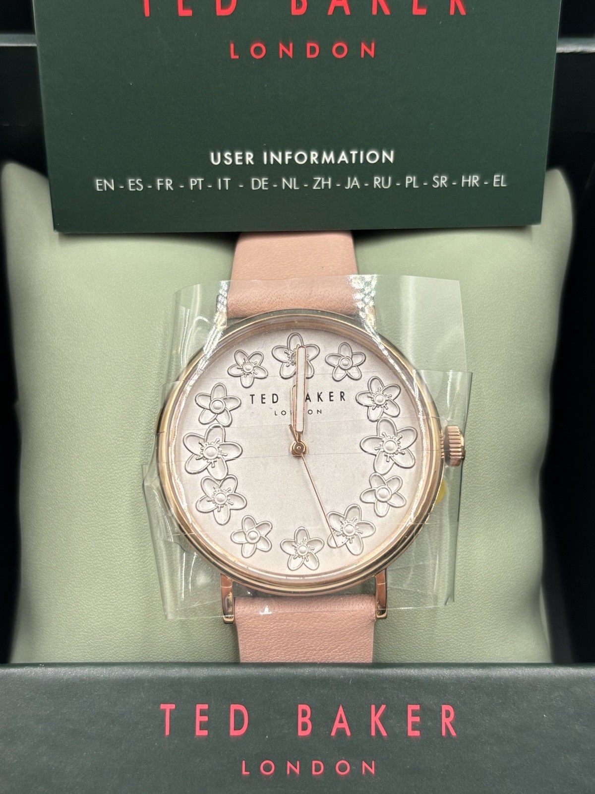 TED BAKER Pink & Rose Gold Floral Analogue Watch Ladies Boxed New RRP £130