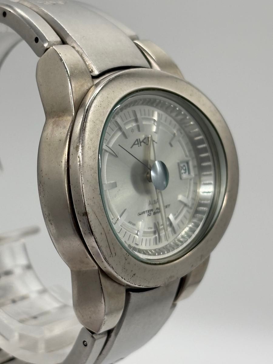 SEIKO Alba AKA V742-5A50 Quartz Mens Date Watch Silver Dial Japan