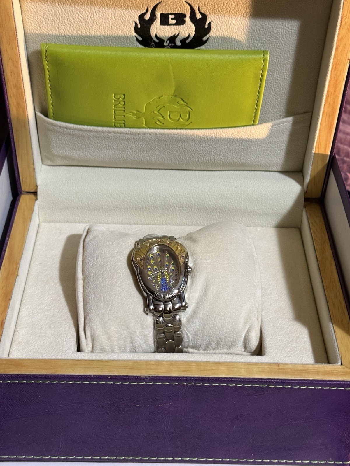 Brillier Royal Plume Stainless Steel Ladies Watch. RARE GEM STONES