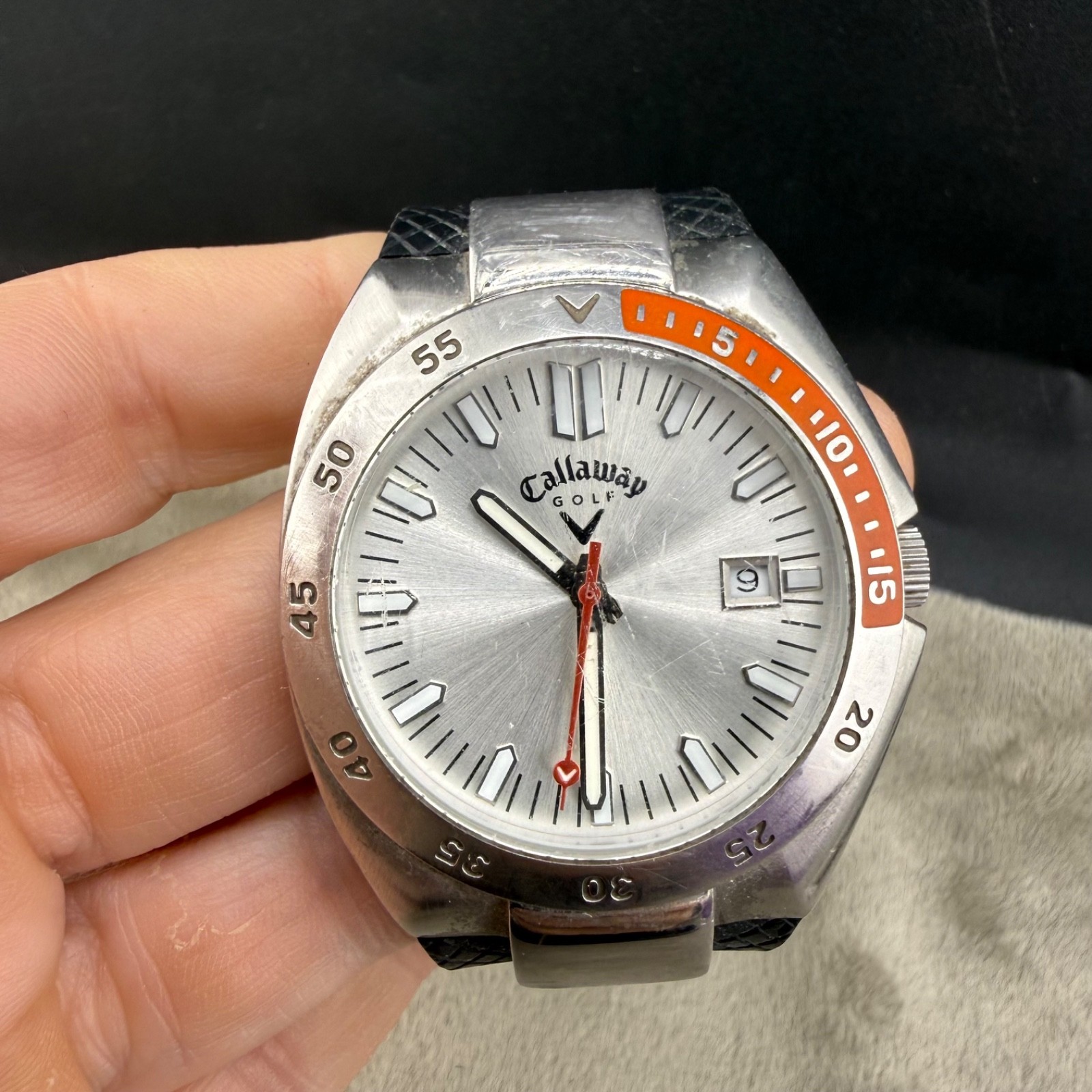 Vintage Callaway Golf Watch Silver Tone UNTESTED 8”