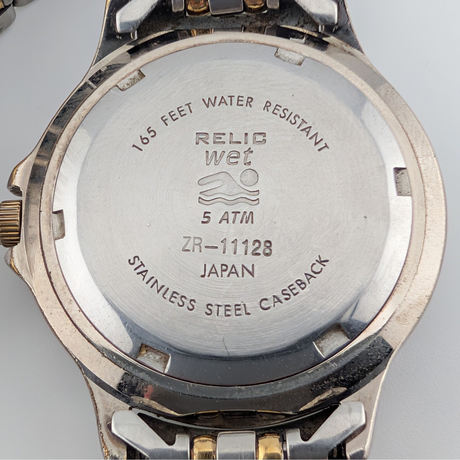 Relic Wet Diver Style Quartz Women’s Watch Two Tone Rotating Bezel Black Dial