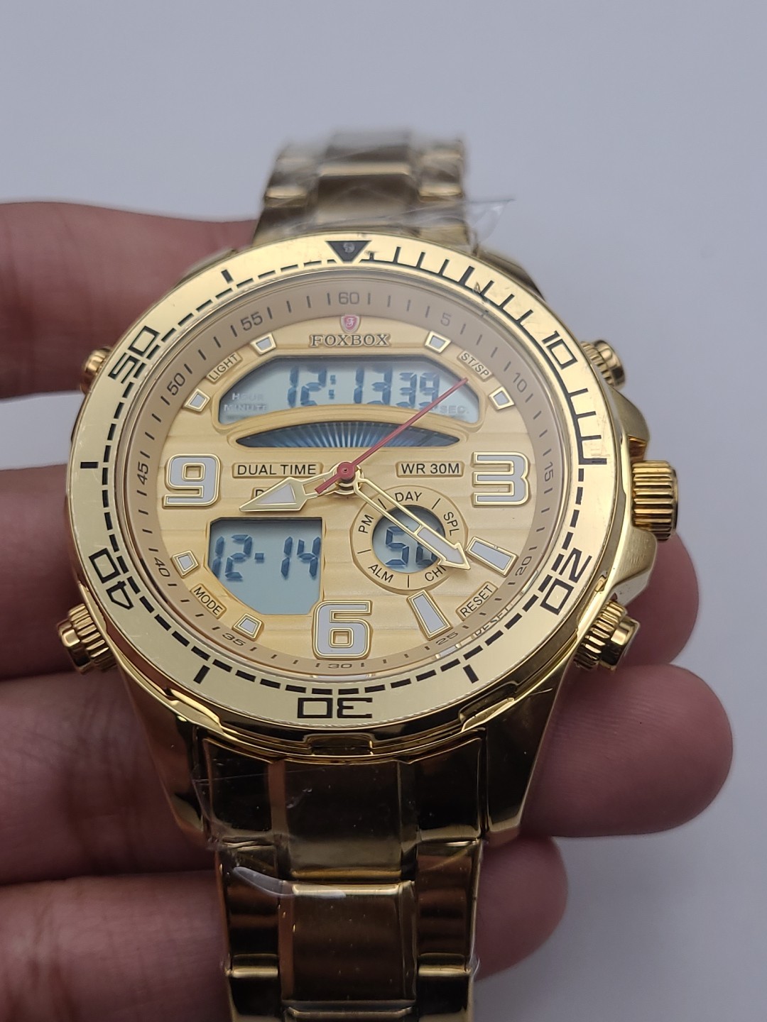 Foxbox Analog/digital Mens Watch Gold Tone Working