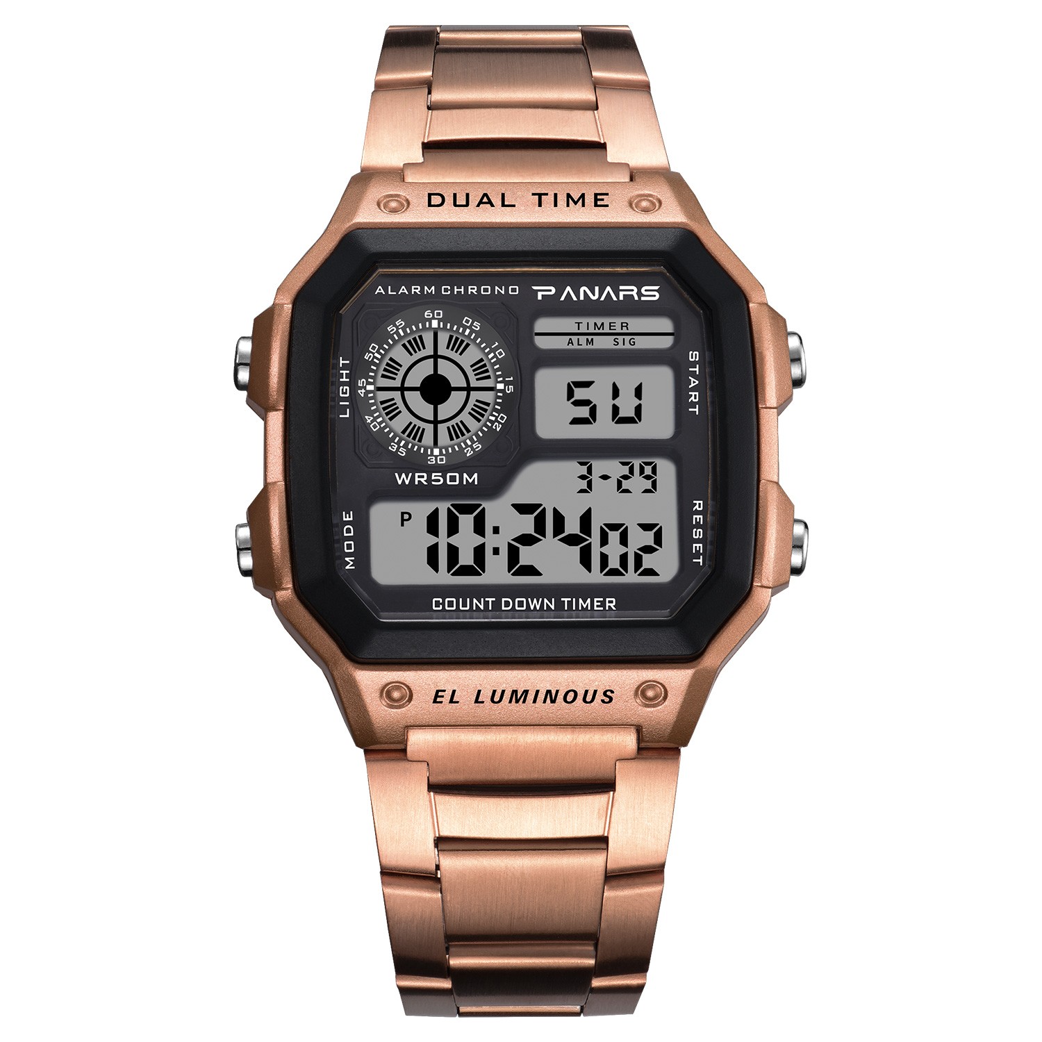 Men Digital Multi-Function Watch Dual Time Alarm Stopwatch Waterproof Watch Gift