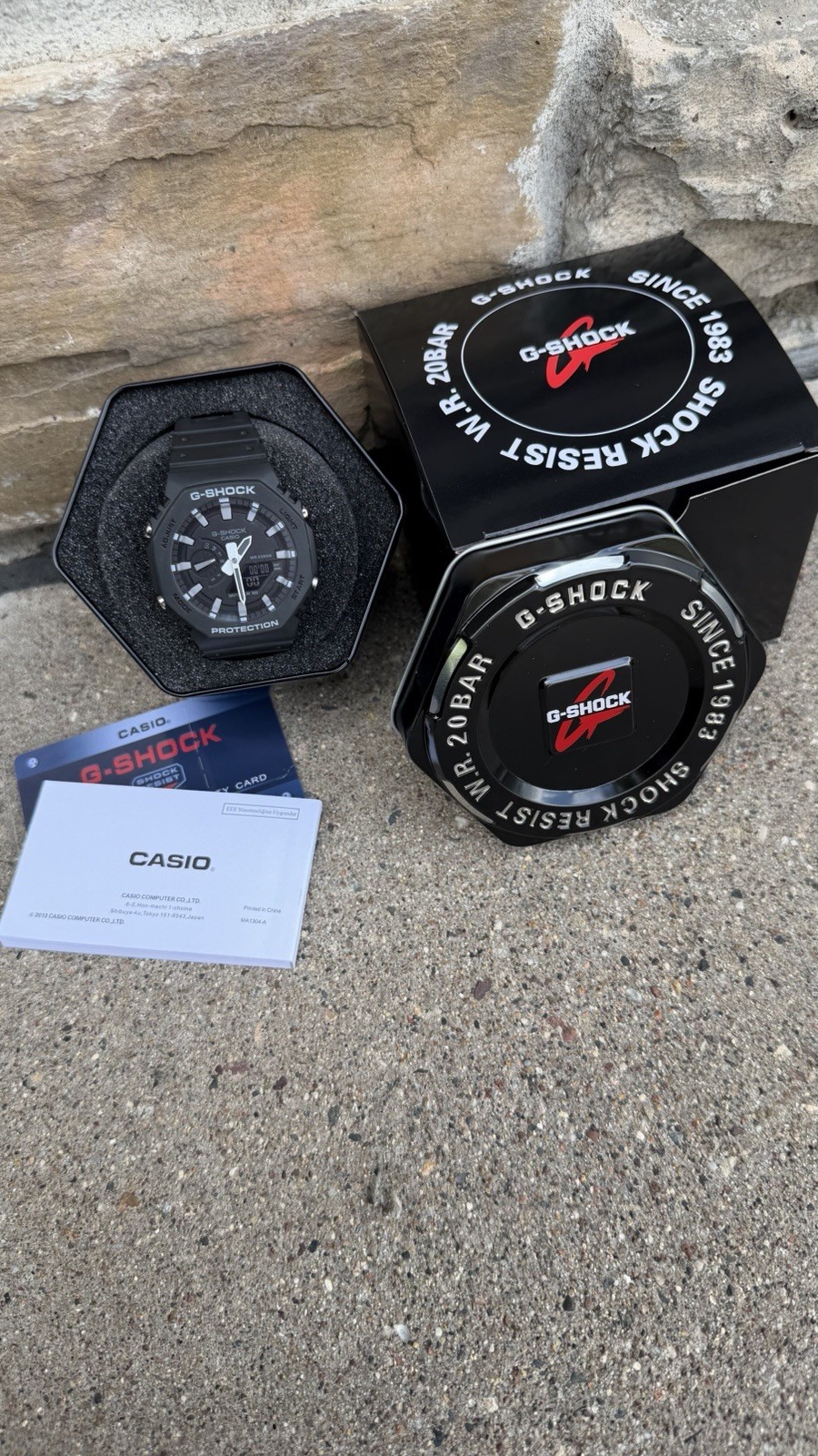 G-SHOCK GA-2100 Black Resin Analog-Digital Quartz Sport Watch w/ Tin Box