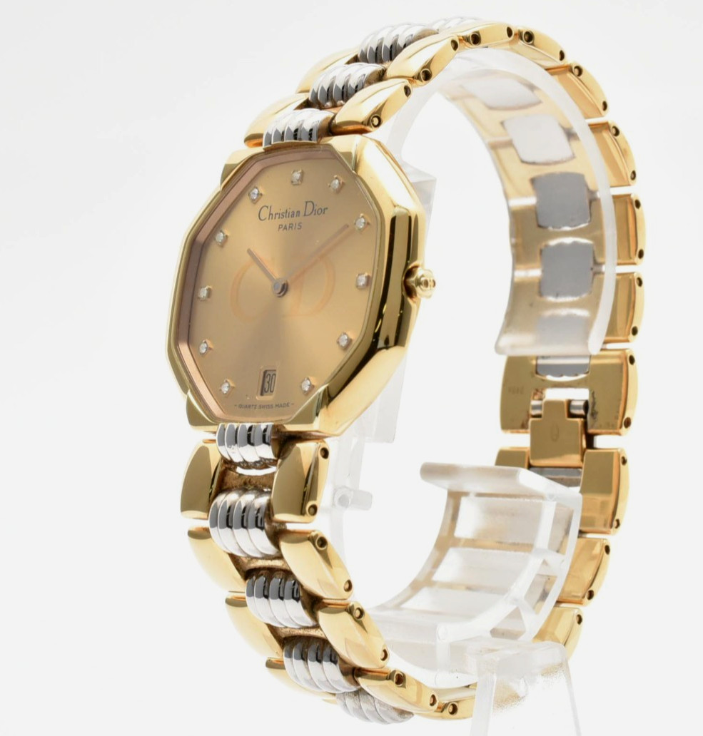 Vintage [N MINT] Christian Dior D45-134 11P Diamond Gold 32mm Unisex Watch JAPAN