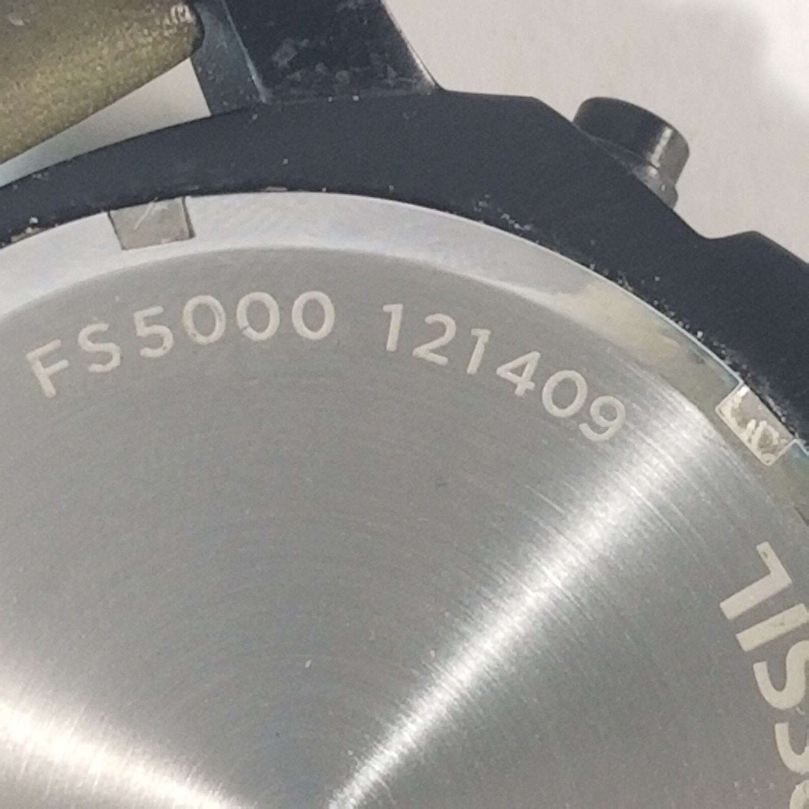 fossil machine chronograph watch Men’s grey dial black case green leather FS5000