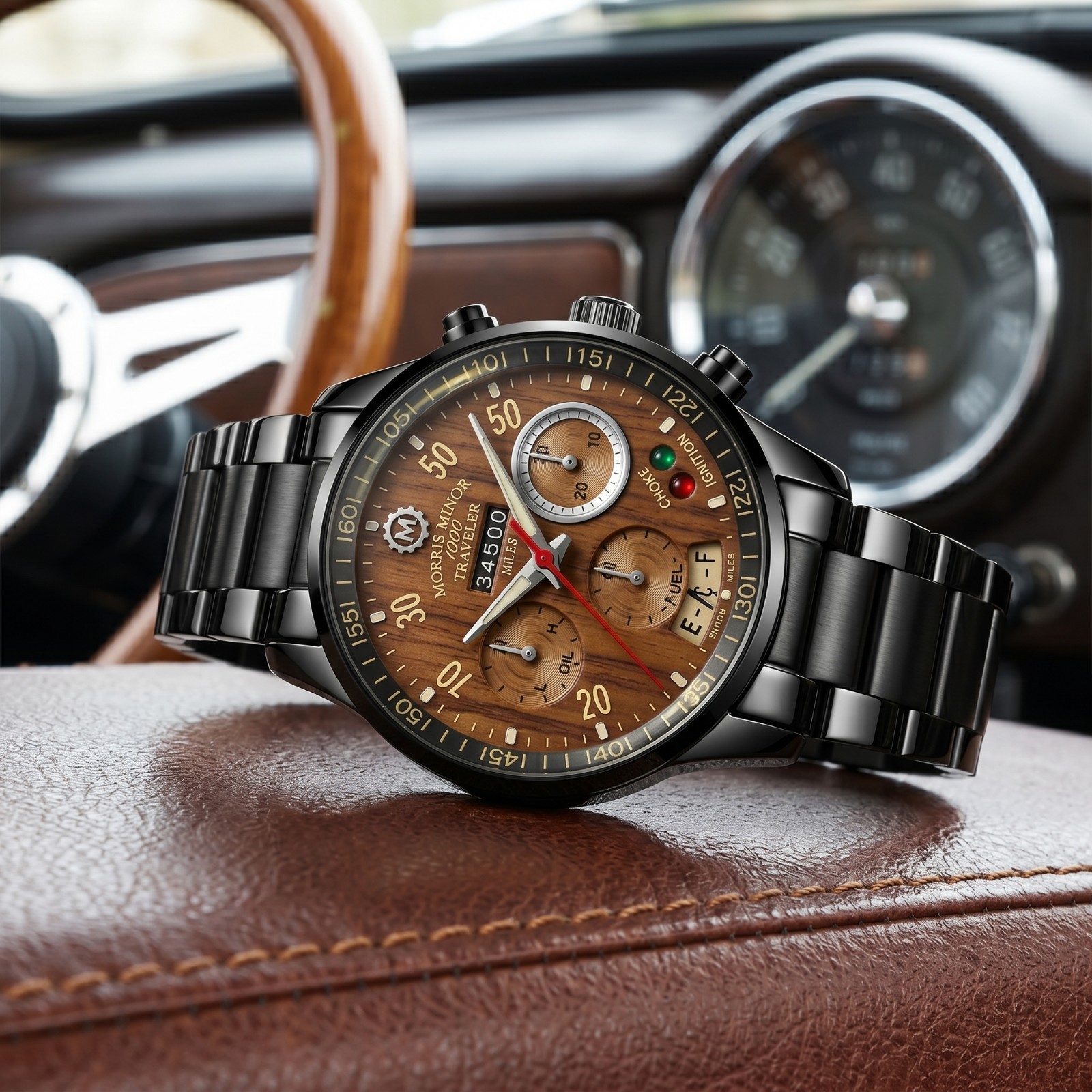 Personalized Morris Minor Traveler Speedometer Stainless Steel Watch Gift