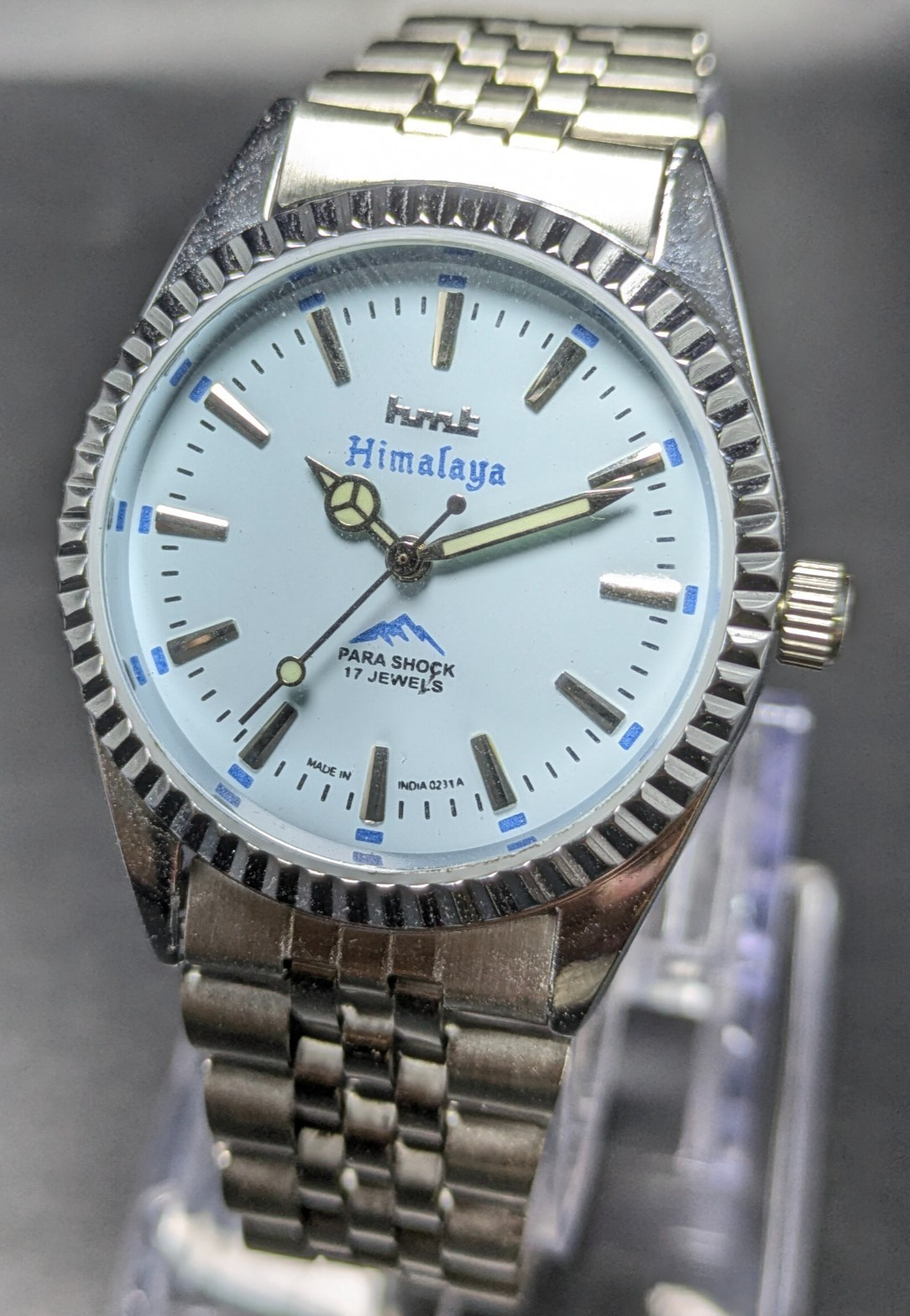vintage HMT HIMALAYA manual winding 17 jewels blue dial men’s watch