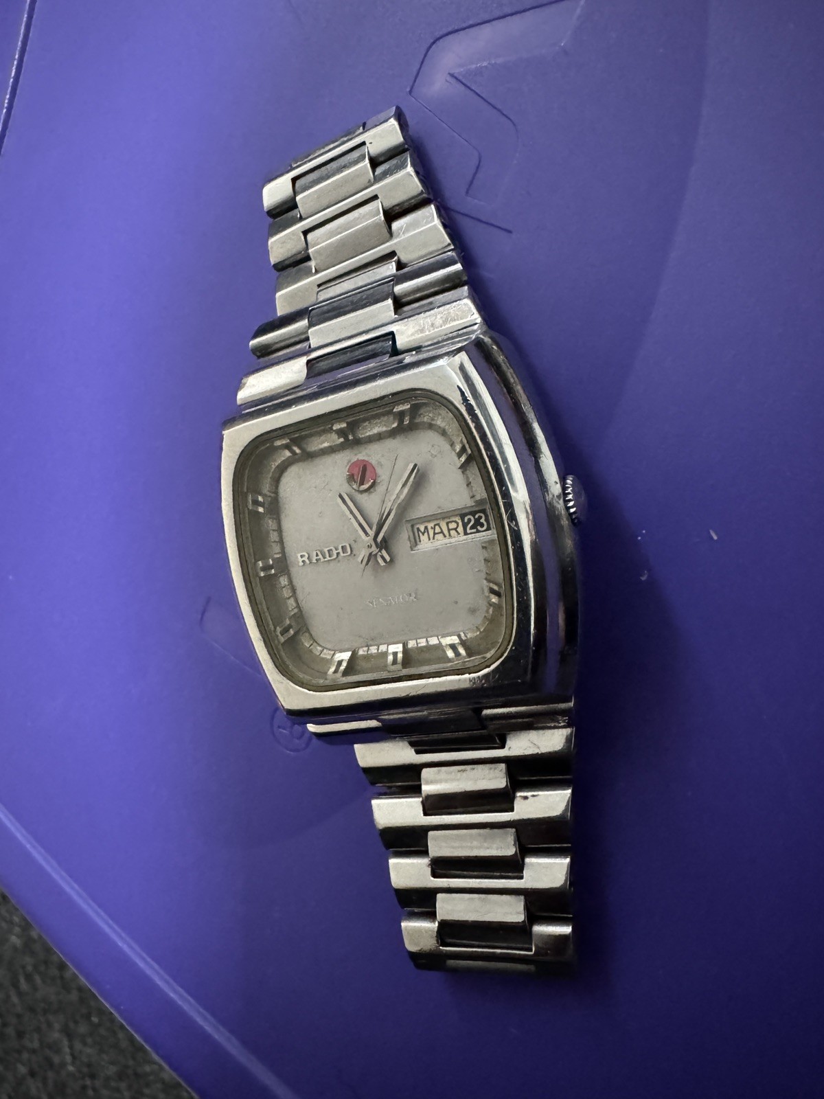 LUXURY RADO SENATOR SQUARE WATCH VINTAGE silver plated SWISS AUTOMATIC 1970s