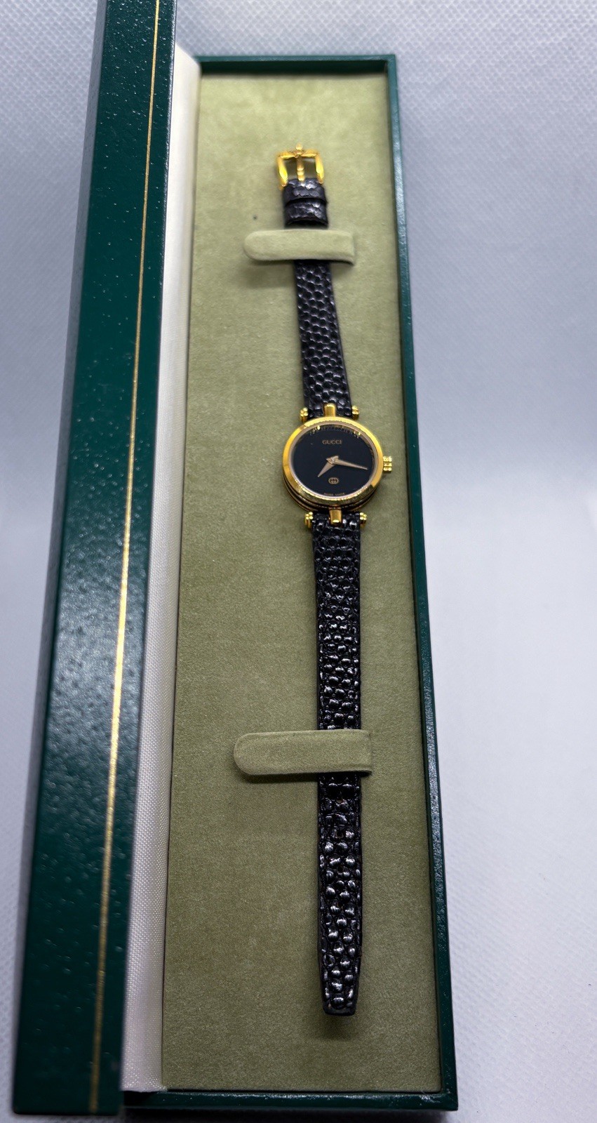 Gucci 2000L Sherry Line Watch Quartz Womens Black Dial Swiss Made With Box
