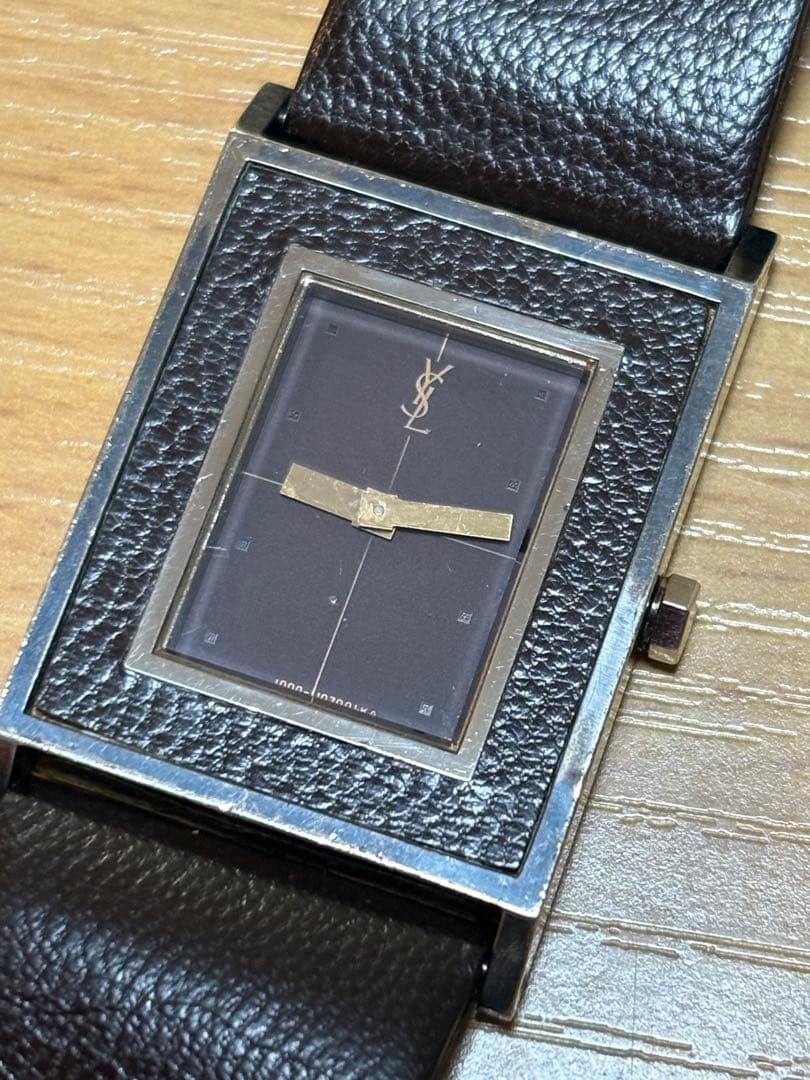 Yves Saint Laurent Quartz Watch Men’s Square Gray Dial H30.3xW25.3mm Accessary