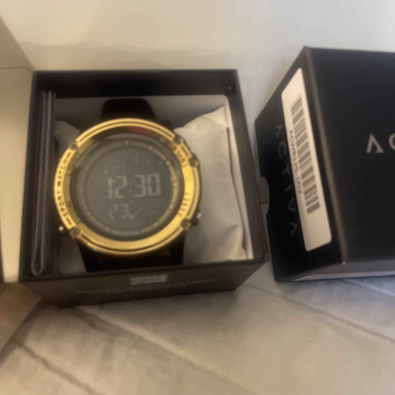 Activa Mens Sport Watch Black Digital Gold Bezel Alarm Dual Time ACW8125-002