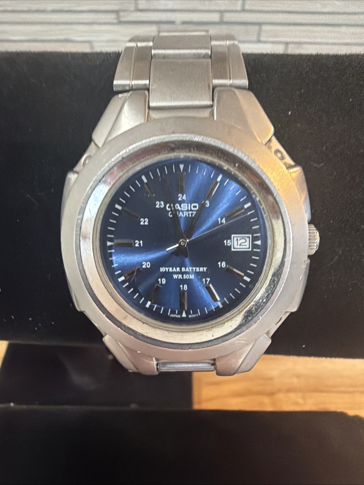 Casio Men’s MTP-3050 Blue Sunray Dial Date Stainless Steel Quartz Watch 2719
