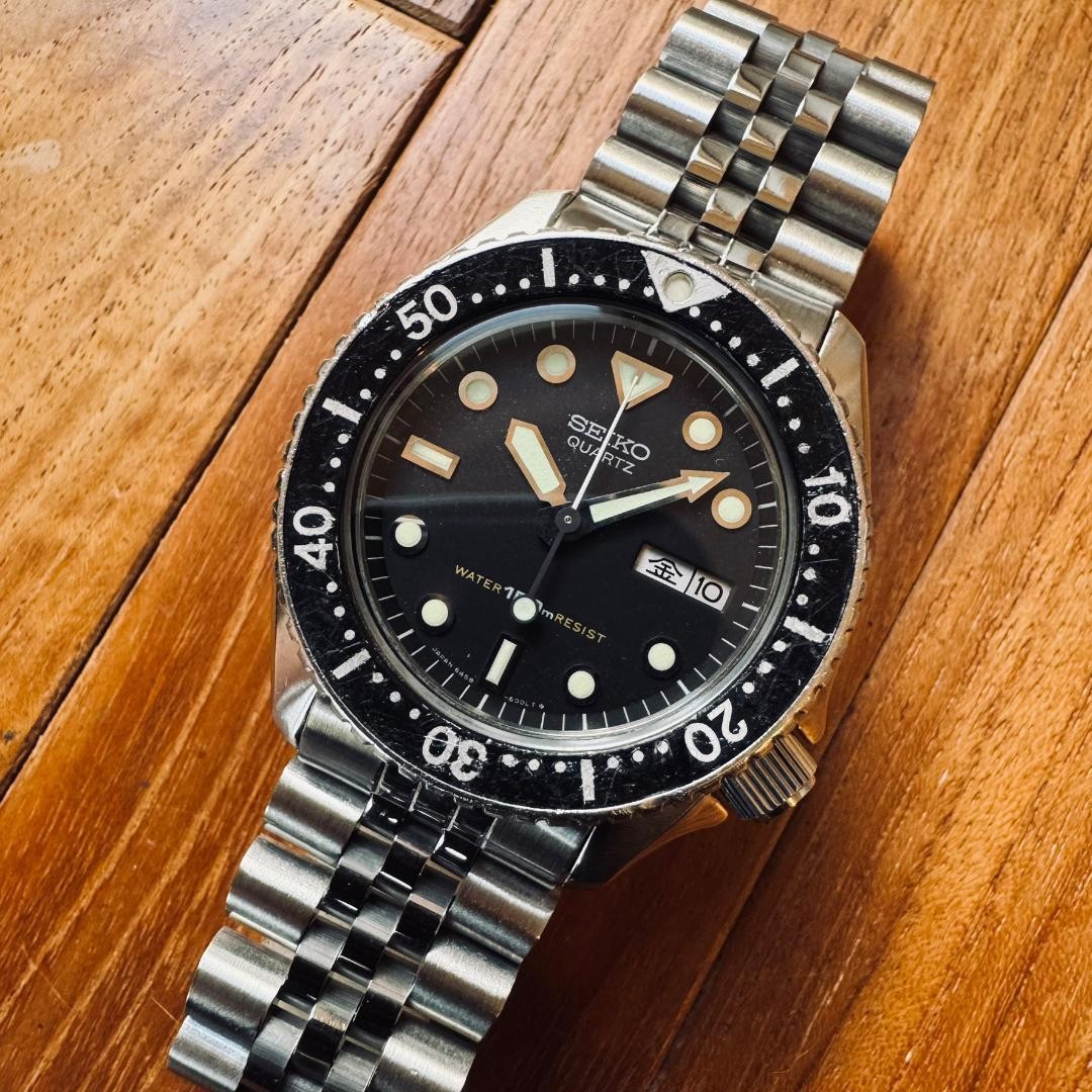 SEIKO 6458-6000 Quartz Black Dial Stainless Steel Diver Day Date Men’s