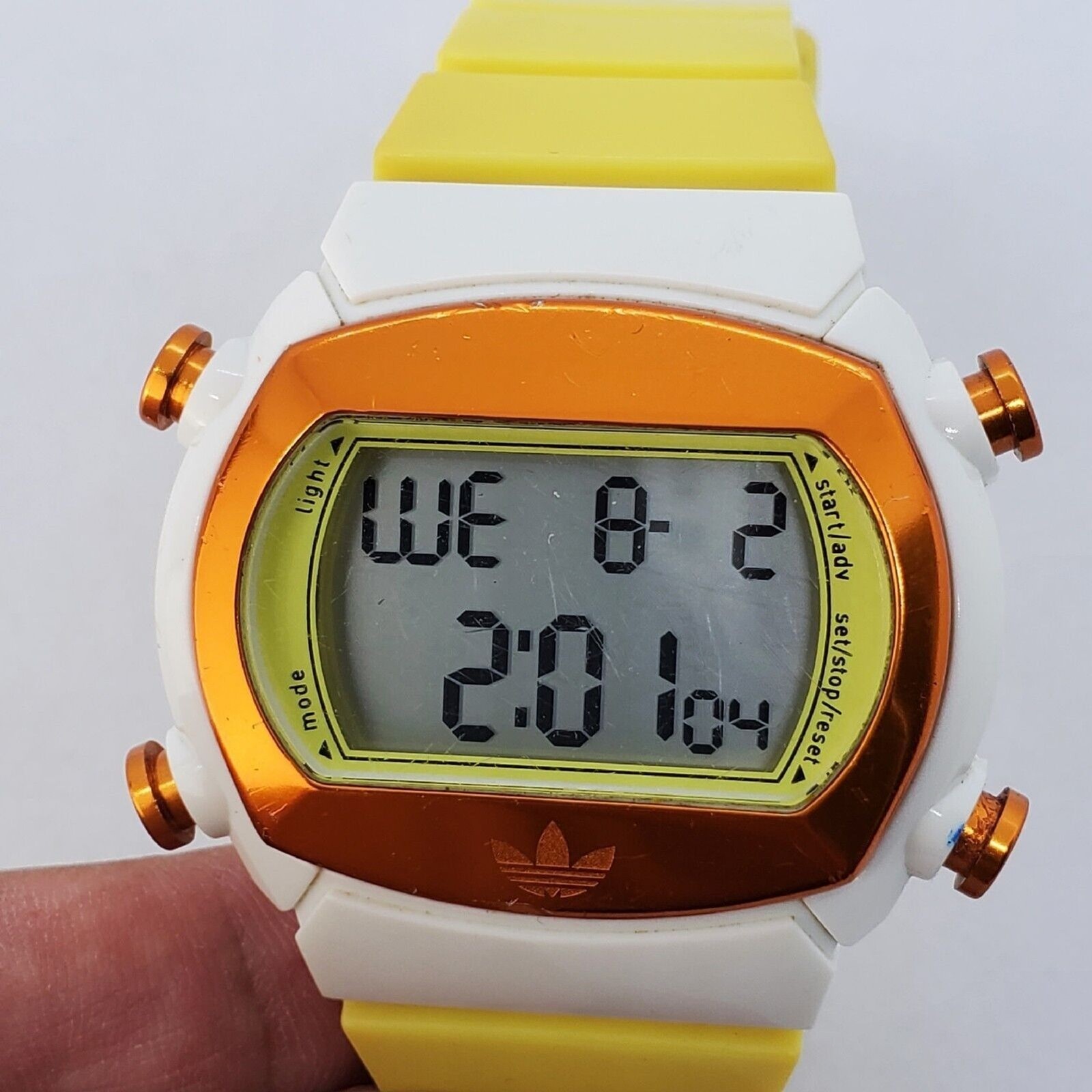 Adidas Originals 44MM Men Digital Watch Multicolor Case Yellow Bands New Battery