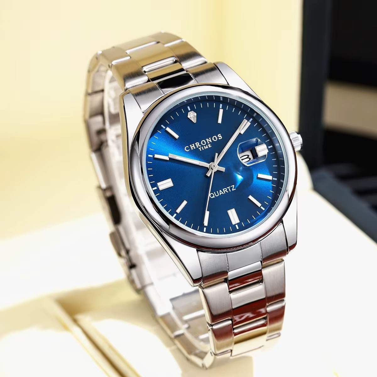 42MM CHRONOS Quartz Luxury Men’s Watch Stainless Steel Waterproof Luminous NEW