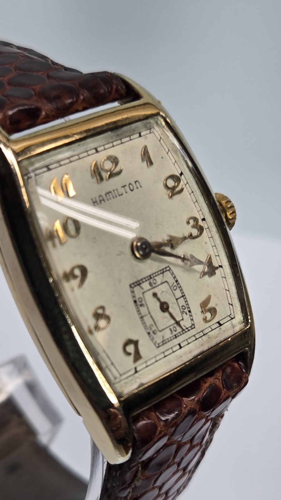 1936 Hamilton “Watson” 10k Gold Filled 18k Numerals,lizard Band