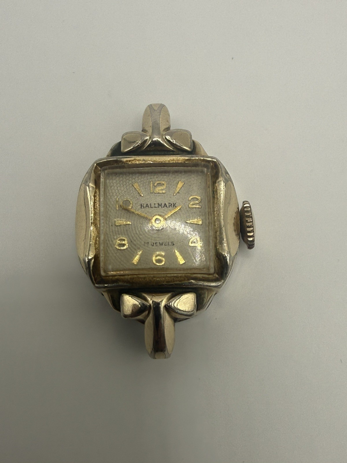 10K RGP Hallmark watch women’s 21 jewels cocktail runs wind up No bracelet
