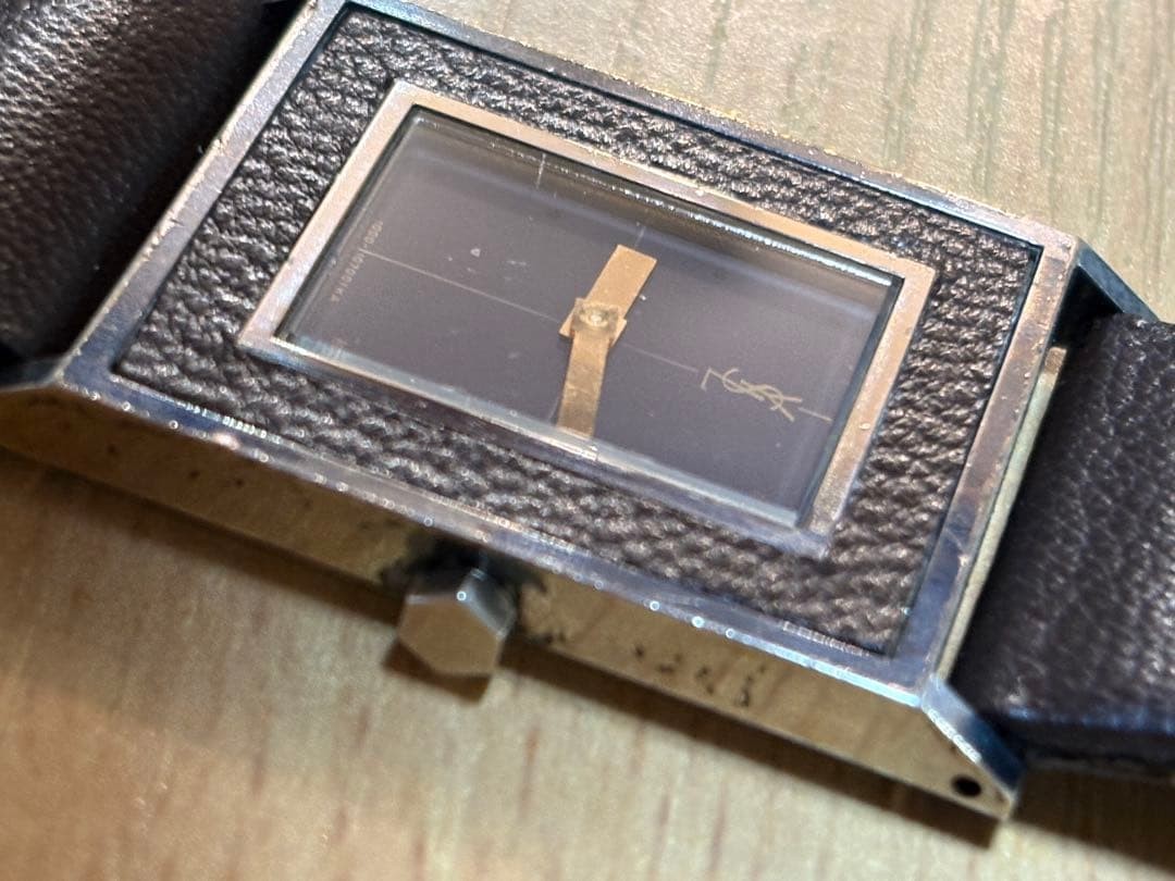 Yves Saint Laurent Quartz Watch Men’s Square Gray Dial H30.3xW25.3mm Accessary