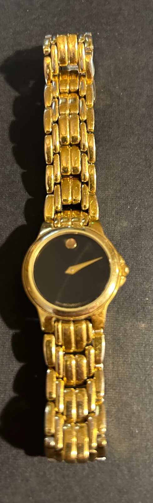 Movado Esperanza Women’s Watch Gold finish Quartz & Black Dial new battery