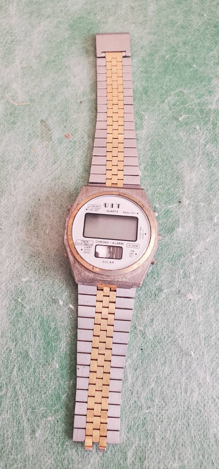 Vintage Mens UIT Chrono LCD Watch Stain Steel back Hong Kong Case As shown