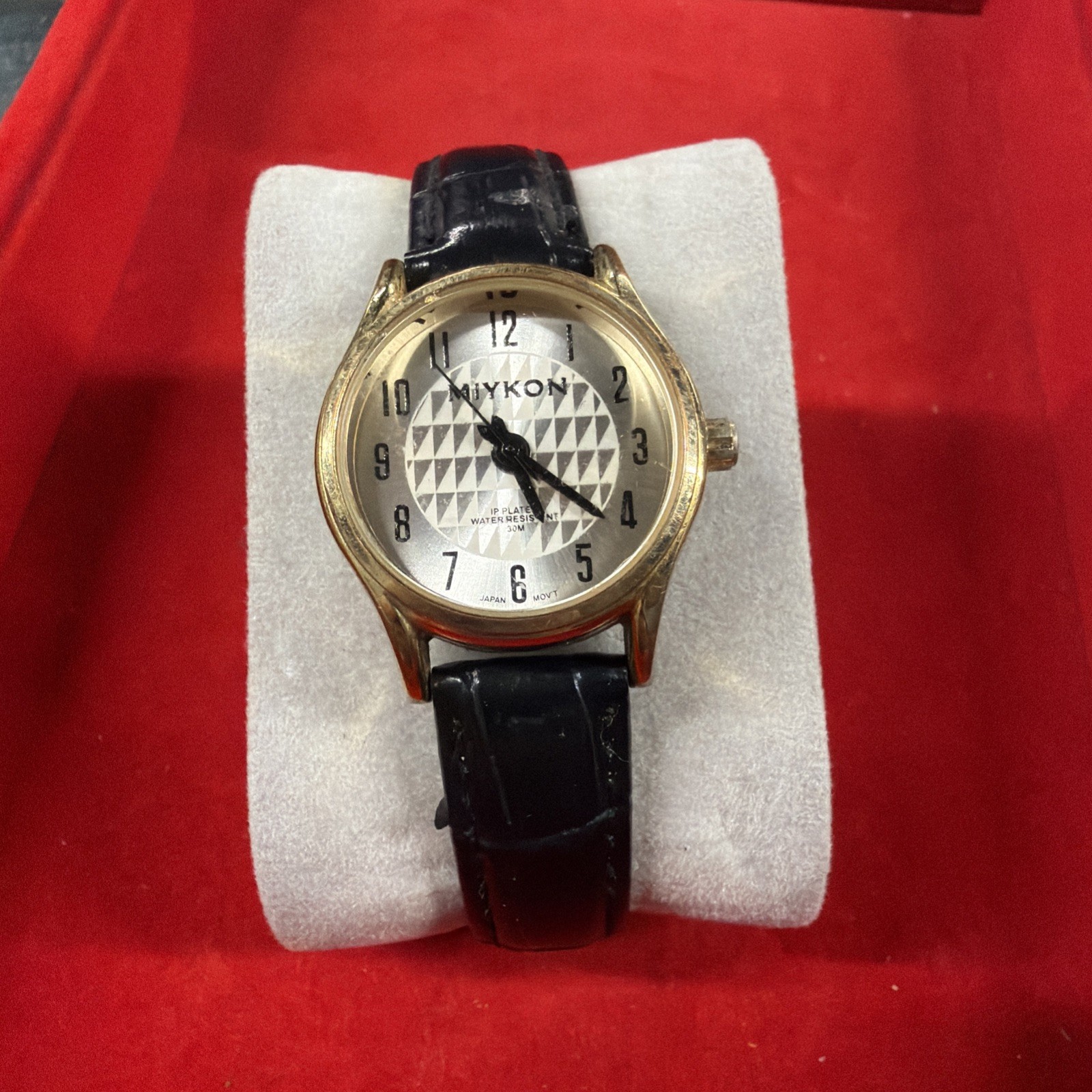 Miykon Gold Men’s Watch Round White Dial on Black Leather Band