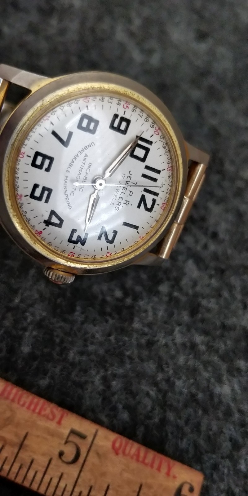 T.P.R Jewelers Wrist watch Incabloc Anti Magnetic seconds figures PARTS REPAIR
