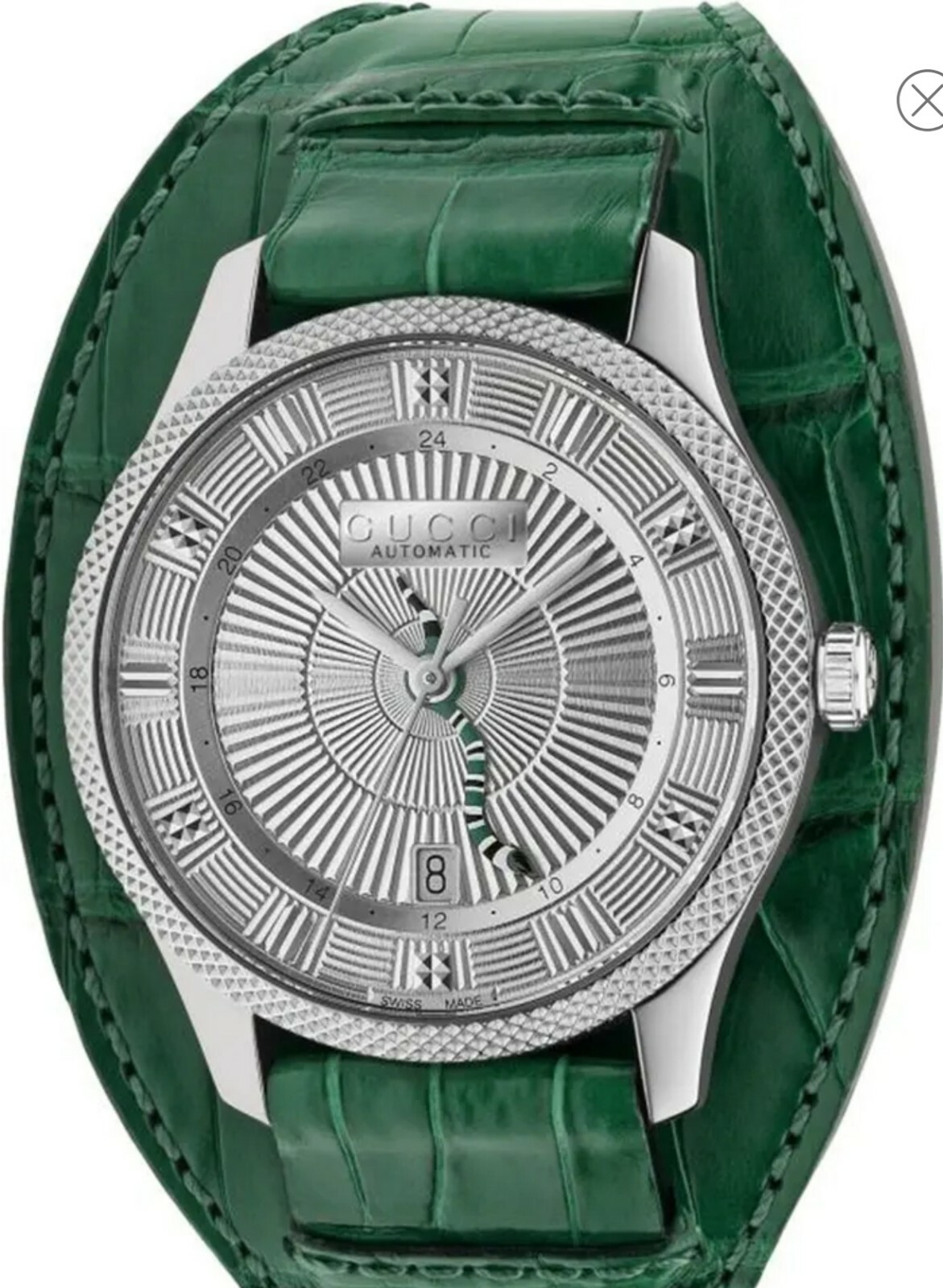 Men’s Snake Hand Genuine Alligator Leather Strap Watch, 40mm GUCCI